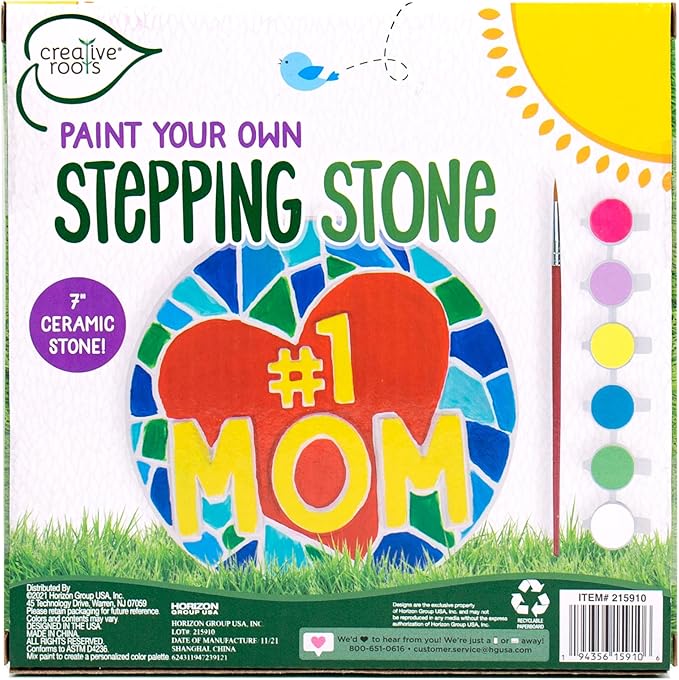 Creative Roots Paint Your Own #1 MOM Stepping Stone, Craft Kits for Kids, Ceramics to Paint, Ages 6+
