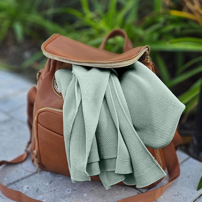 Peekaboo Nursing Cover Up for Breastfeeding - Breathable Knit - Soft Organic Cotton & Cashmere Breast Feeding Poncho for Women - Privacy Feature - Includes Mesh Laundry Bag (Sage)