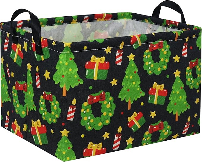 HIYAGON Rectangular Basket Box Organizer for Families - Baby Storage Bin for Boy and Girls - Christmas Room Decor