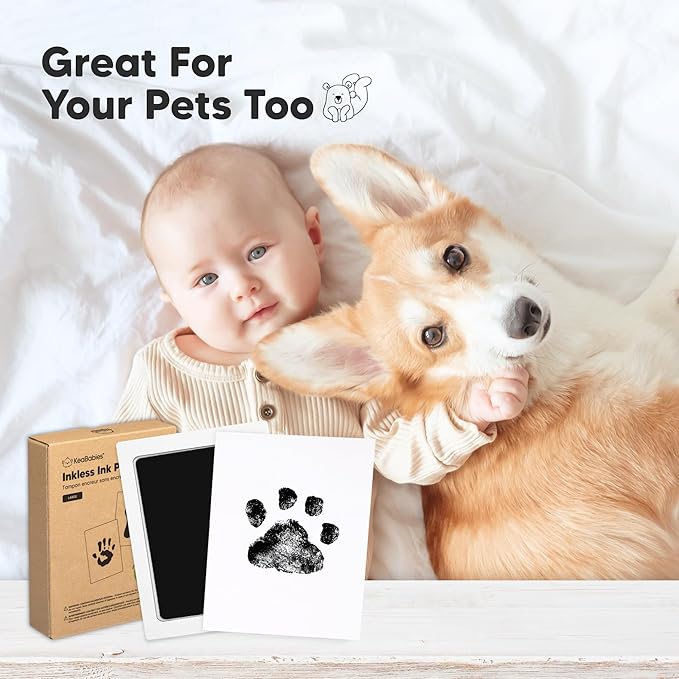 4-Pack Inkless Baby Hand and Footprint Kit - Mess Free Ink Pad for Newborn Keepsake, Dog Nose & Paw Print Kit, Clean Touch Ink Pad for Baby Hand & Footprints, Ideal New Mom Gifts (Halloween, L)