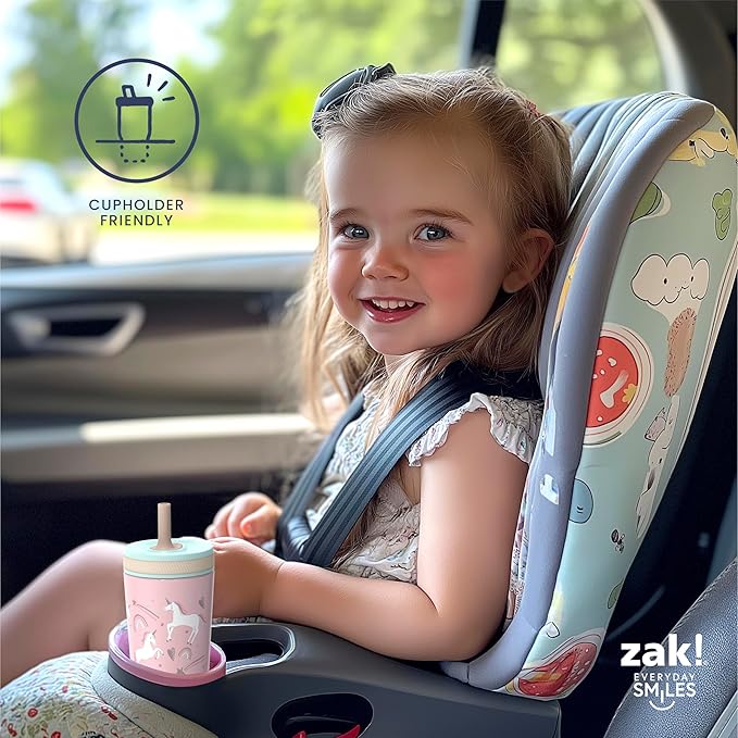Zak Designs Shells Kelso Tumbler Set, Leak-Proof Screw-On Lid with Straw, Bundle for Kids Includes Plastic and Stainless Steel Cups with Bonus Sipper (3pc Set, Non-BPA) 15 fl.oz.