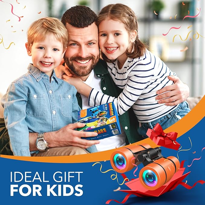 3-8 Year Old Boy Girl Toys: LET'S GO! Shockproof Binoculars for Kids Bird Watching 3 4 5 6 7 Year Old Boys Girls Outdoor Travel Toy for Kid Ages 4-7 Toddler Toy Binoculars