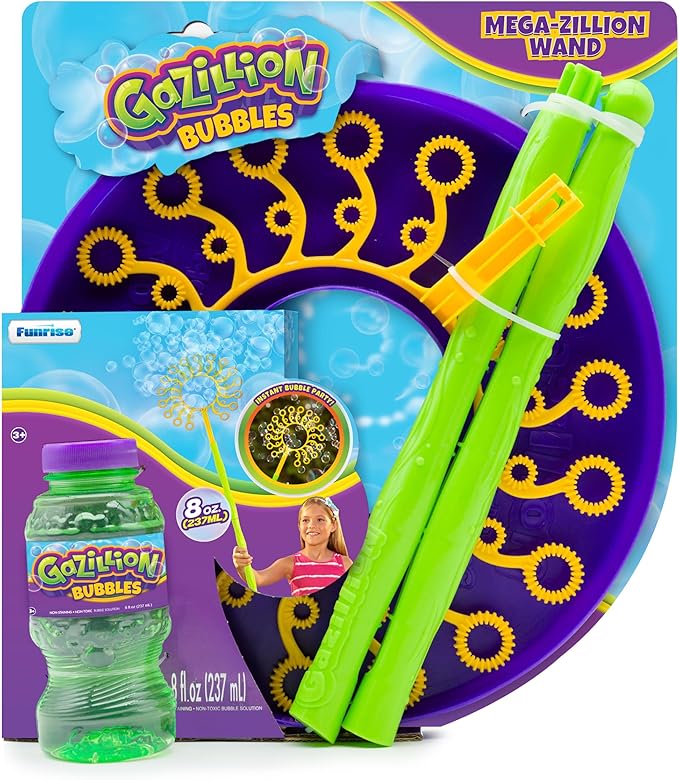Gazillion Mega-Zillion Wand, 33 Mini Wands, 3ft. Handle & 2 Bottles of Solution - Create Zillions of Bubbles in Seconds!