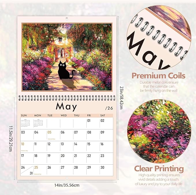 GuassLee Cat Wall Calendar 2025-2026, Vertical Wall Calendar 2025, 19-Months Hanging Art Calendar Jun. 2025 to Dec. 2026, 14" x 23" Monthly Planner Wall with Thick Paper for Office School Home Teacher