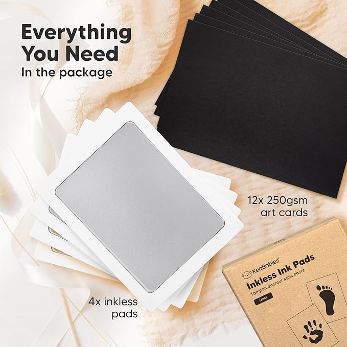 4-Pack Inkless Baby Hand and Footprint Kit - Mess Free Ink Pad for Newborn Keepsake, Dog Nose & Paw Print Kit, Clean Touch Ink Pad for Baby Hand & Footprints, Ideal New Mom Gifts (Gold/Silver, L)