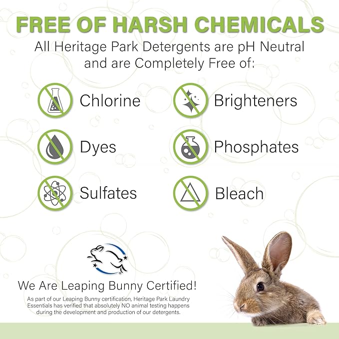 Heritage Park Silk & Wool Fragrance Free, Hypoallergenic, pH-Neutral Laundry Detergent - Dermatologist-tested, Sensitive Skin-Friendly, Enzyme-Free, Ultra Concentrated (64 fl oz Refill, 4-Pack)