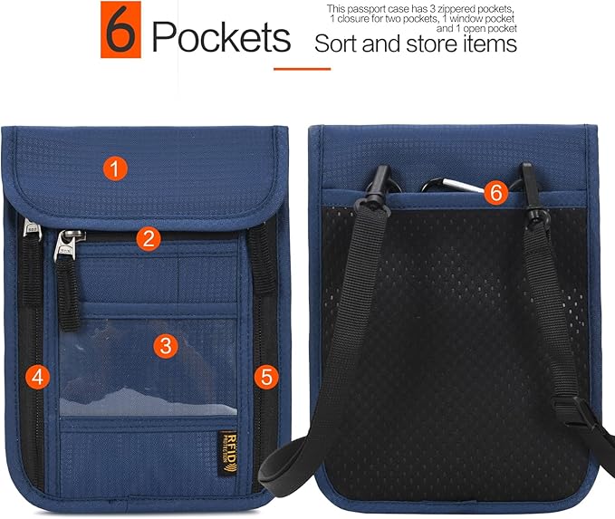 Neck Wallet Lightweight RFID Blocking Waterproof Travel Pouch for Women Men