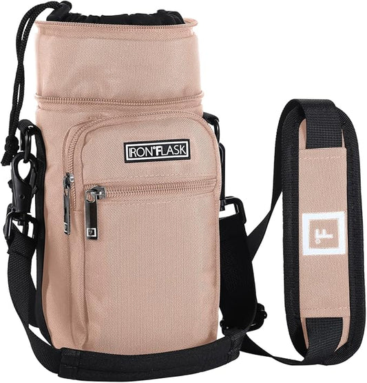 IRON °FLASK Carrier, Holder, Sleeve - Fits Insulated Stainless Steel Sports Water Bottle, Adjustable Shoulder Strap, Holder Bag Case Pouch Cover