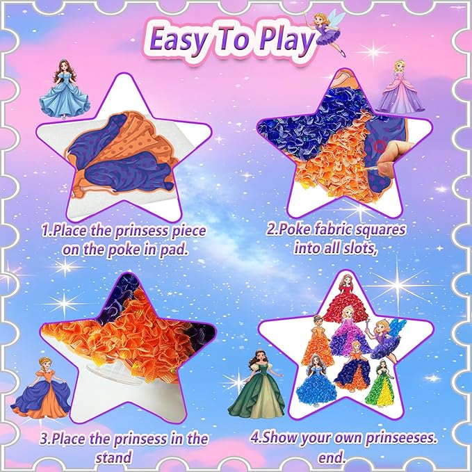 JRD&BS WINL Poke in Fun Art Kit for Kids Toys Age 3-12 Year Old 3D Creative Princesses for Girls Birthday Gifts for 3 4 5 6 7 8 9…… Year Old Boy DIY Craft Art Kit for Teens Beginner Kids