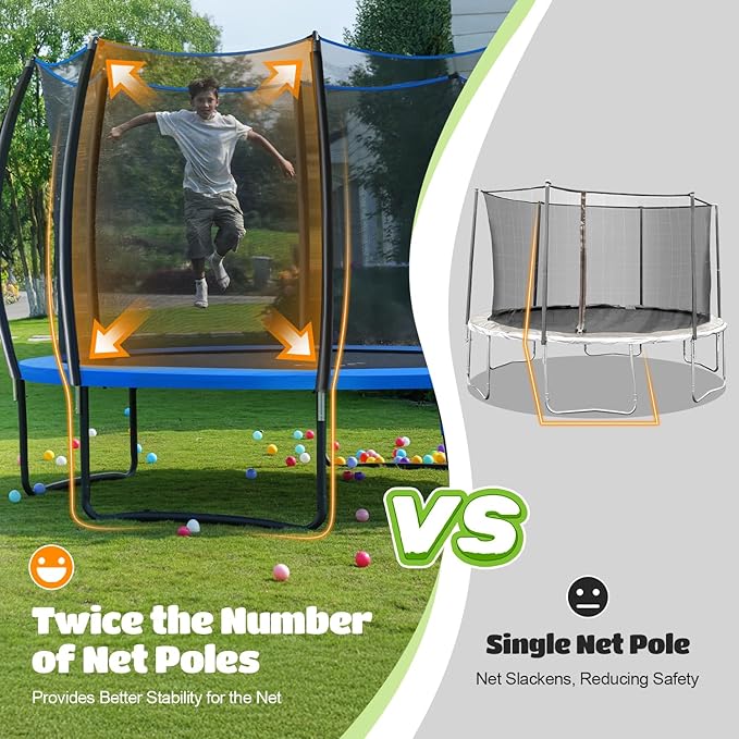 ORCC 1200LBS Weight Capacity Trampoline 16 15 14 12 10 8FT Outdoor Yard Trampolines for Kids Adults Outdoor Yard Trampolines for Kids Adults