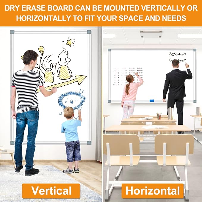 H-Qprobd Large White Board Dry Erase Board for Wall 72"X40" Magnetic Whiteboard with Long Pen Tray, Presentation Dry Erase Boards for Office, Classroom, School, Home