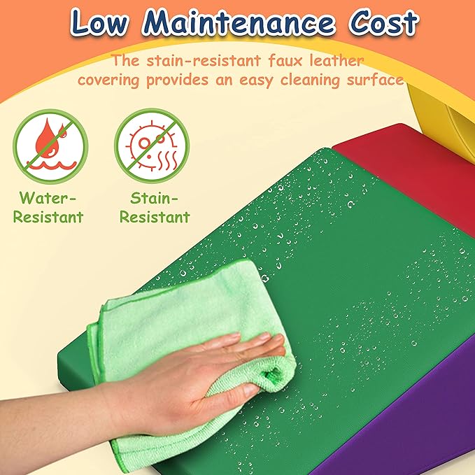 Foam Climbing Toys for Toddlers,4 Pcs Climb & Crawl Soft Play Set for Kids, Safe Indoor Tunnel for Toddler Gym with Pad,Easy to Clean