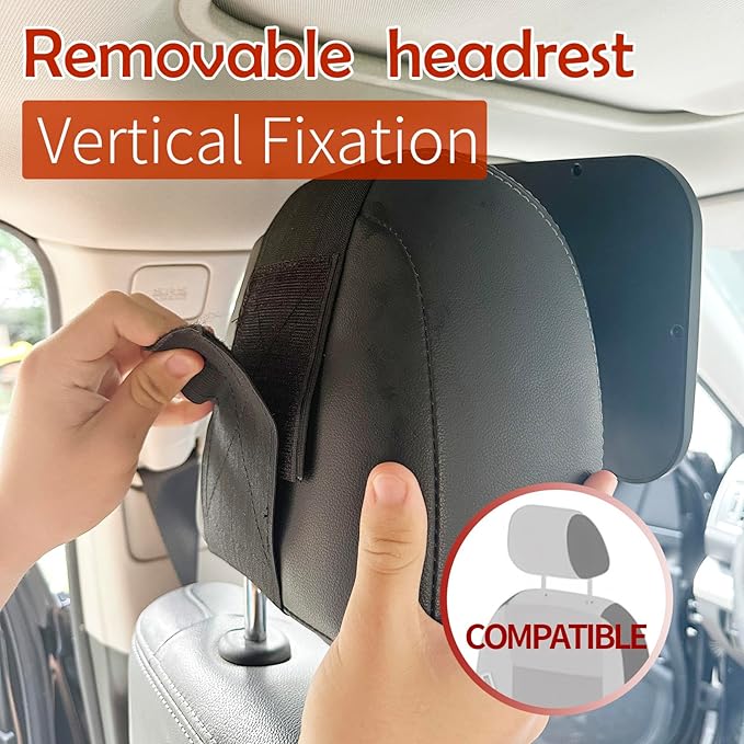 Funbliss Baby Car Mirror for Fixed Headrest, Compatible with Tesla Car Mirror for Baby and Other Models, 360° Rotation Clear & Wide View, Easy Install with Non-Slip Elastic Fixing