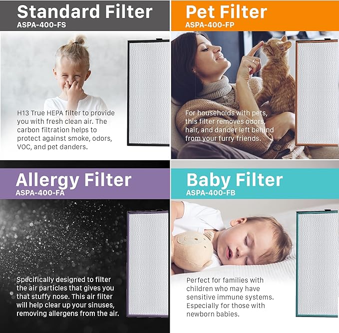 Aspen One Button Air Purifiers for Home, Cleans 1500 SqFt in 50min and 362 SqFt in 12min, HEPA Air Purifier with Automatic and App Control - Filtrate 99.97% of Smoke, Pollen, and more - Gold Oak