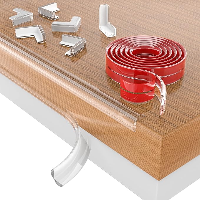 Clear Corner Protector 20ft(6M) with 4 Corners,Corner Protector Baby Proofing,Furniture Corner Guard & Edge Safety Bumpers, Soft Edge Protector with Upgraded Pre-Taped Strong Adhesive