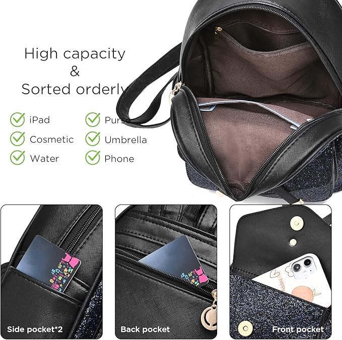 I IHAYNER Girls Bowknot Cute Leather Backpack Mini Backpack Purse for Women