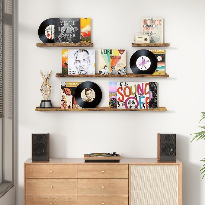 Floating Picture Ledge Shelves for Wall Set of 4, 48 Inch Wall Shelves with Lip Long Large Nursery Book Shelf for Toys Storage Kids Bookshelf Wall Mounted Living Room Bedroom Decor Frames