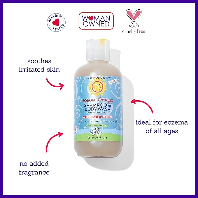 California Baby Eczema Treatment Set | 2oz Eczema Cream + 8.5oz Eczema Body Wash | Colloidal Oatmeal + Aloe Vera | Steroid-Free | Hypoallergenic