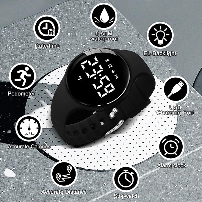Kids Watches for Girls Boys Digital Sport Watch with Step Counter Pedometer Vibration Alarm Clock, No App Waterproof Fitness Tracker Kids Watch Boys Girls Teens Students Ages 5-16