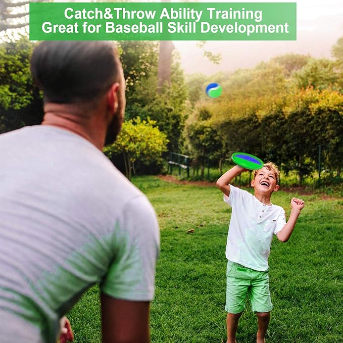 Jalunth Ball Catch Set Game Toss Paddle - Beach Toys Back Yard Outdoor Games Lawn Backyard Target Throw Catch Sticky Mitt Set Age 3 4 5 6 7 8 9 10 11 12 Years Old Boys Girls Kids Easter Gifts