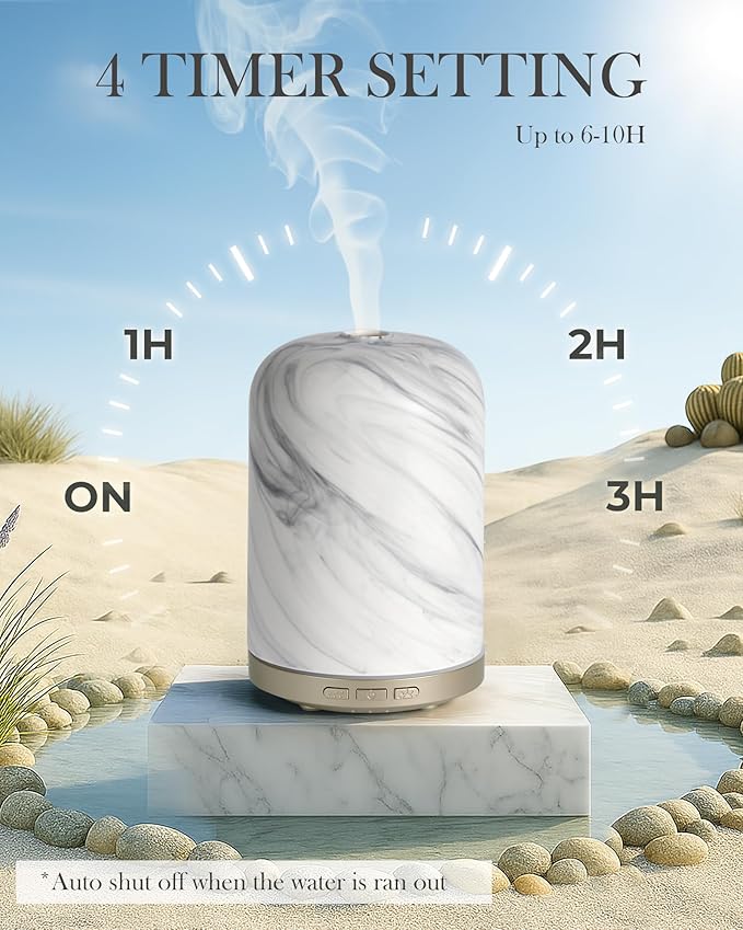 Aromatherapy Diffuser – Ultrasonic Essential Oil Diffuser, Health Night Light, Timer & Auto Shut-Off, BPA-Free, 120ml Diffusers for Home, Office, or Spa