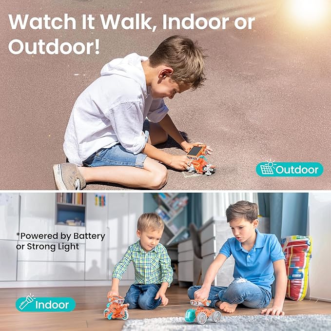 Sillbird Solar Robot Building Kit STEM Gift for Boys Aged 8-14, 15-in-1 DIY Science Educational Robotic Set, Solar or Battery Powered Toy for Kids Birthday with 212 Pieces