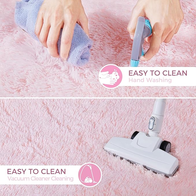 Ultra Soft Rug for Living Room, 6X9 Fluffy Shag Area Rug for Bedroom, Modern Shaggy Carpets Fuzzy Rug for Teens Dorm Nursery Home Decor Aesthetic, Upgrade Anti-Skid Durable, Pink