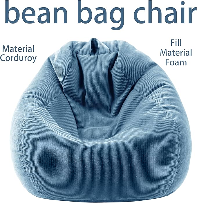 Bean Bag Chairs for Kids Chair Round Sofa Memory Foam Filling Reading Gaming Sofa for Living Room Bedroom