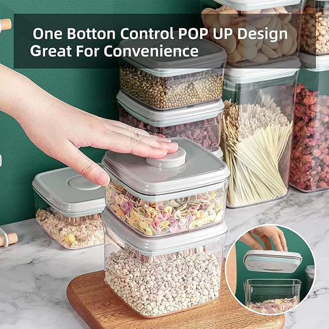 Airtight Food Storage Container - 0.5qt / 500ml Mini Square Pop Containers With Lids, Bpa Free Stackable Container Snacks Candy Salt Herbs Spices