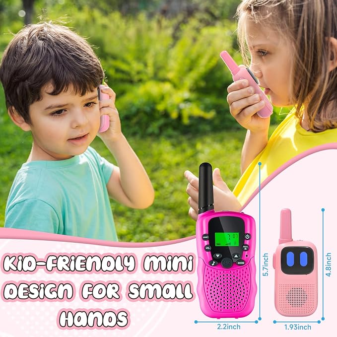 Toys for 3-12 Year Old Boys Girls, Walkie Talkies for Kids 2 Channels 2 Way Radio Toy…, Pink, WTK08
