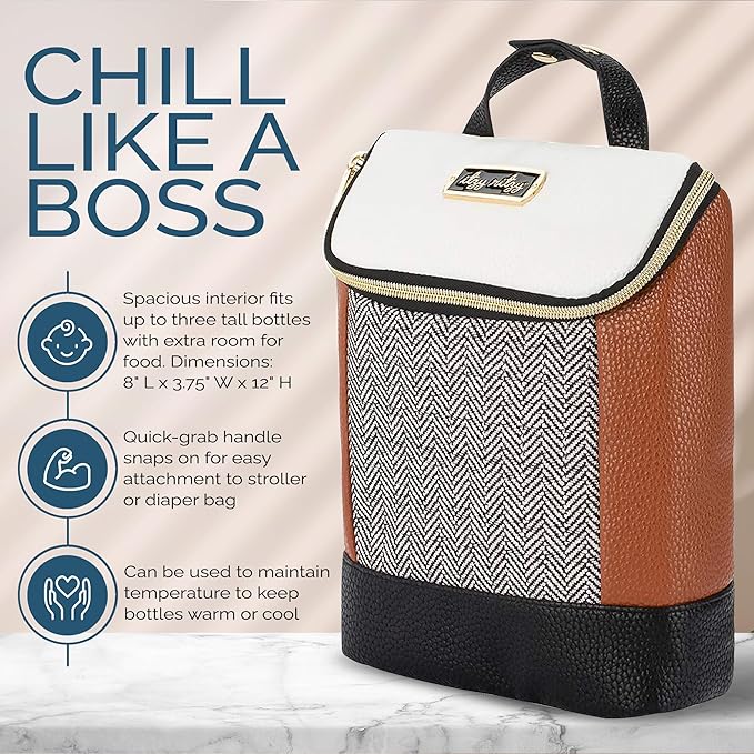 Itzy Ritzy Insulated Bottle Bag – Keeps Bottles Warm or Cool - Holds 3 Bottles & Features Interior Pocket For Ice Pack (Not Included), Coffee and Cream