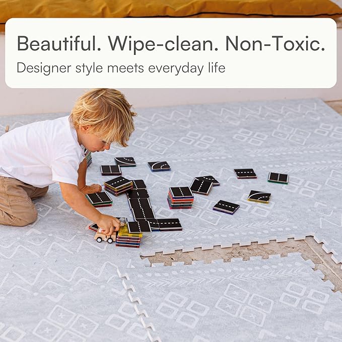 Lillefolk Baby Play Mat for Floor – 4x6ft Gray | Soft Non Toxic Premium EVA Foam Tiles for Tummy Time, Crawling & Playroom – Waterproof Interlocking Floor Mat for Babies & Toddlers (6 Tiles)