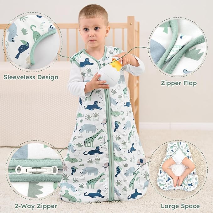 Yoofoss Baby Sleep Sack 0-6 Months, 1.5 Tog Baby Wearable Blanket with 2-Way Zipper, 100% Cotton Organic Fabric Winter Infant Sleeping Sack, Warm Soft Comfy