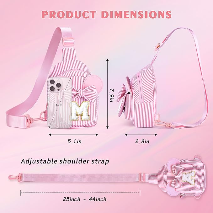 Birthday Gifts for Girls, Sling Bags for Girl Kid Travel, Birthday Gifts for 3 4 5 6 7 8 9 10 Year Old Girls Small Initial Blue Cross Body Sling Bag for Daughter Gift (Blue R)