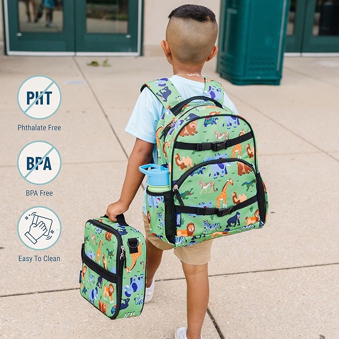 Wildkin ECO rPET 15-inch Kids Backpack – Sustainable, Padded, Adjustable – Wild Animals