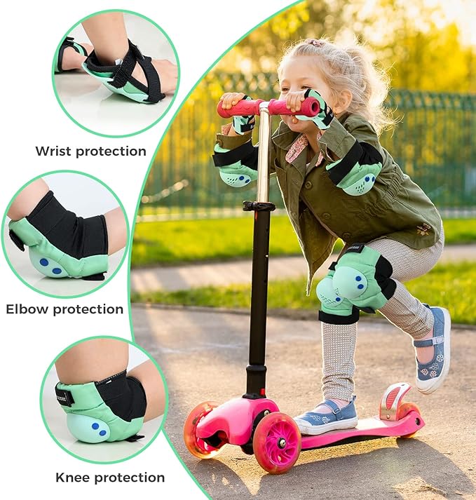 BOSONER Kids/Youth Knee Pads Elbow Pads Wrist Guards Set for 3-15 Years, Child Protective Gear Set for Roller Skates, Cycling, BMX Bike, Skateboard, Inline Skating, Scooter Riding Sports…