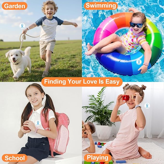 Waterproof Bracelet Compatible with AirTag for Kids (2 Pack), Protective Case GPS Tracker Holder for Child with Full Coverage Hidden Design, Soft Silicone Anti-Lost Wristband Cover for Toddler PWWP