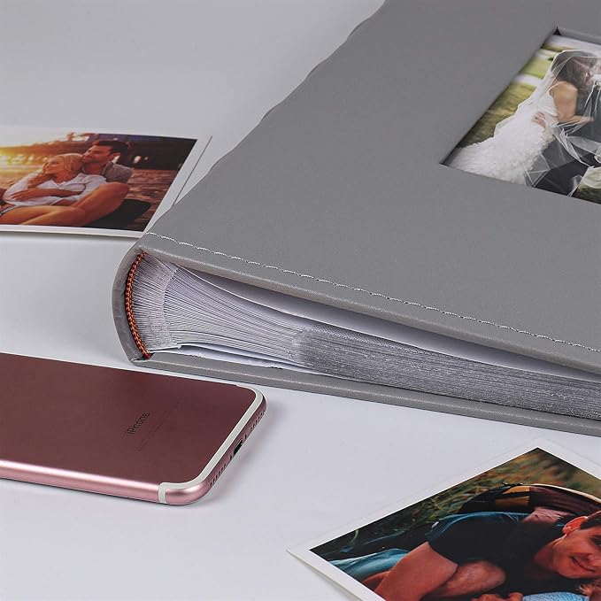 RECUTMS Photo Albums for 4x6 Photos Holds 300, 3 Per Pages Photo Picture Album PU Leather Cover, Horizontal Photos Record Family Wedding Anniversary Baby Holiday Album(Grey)