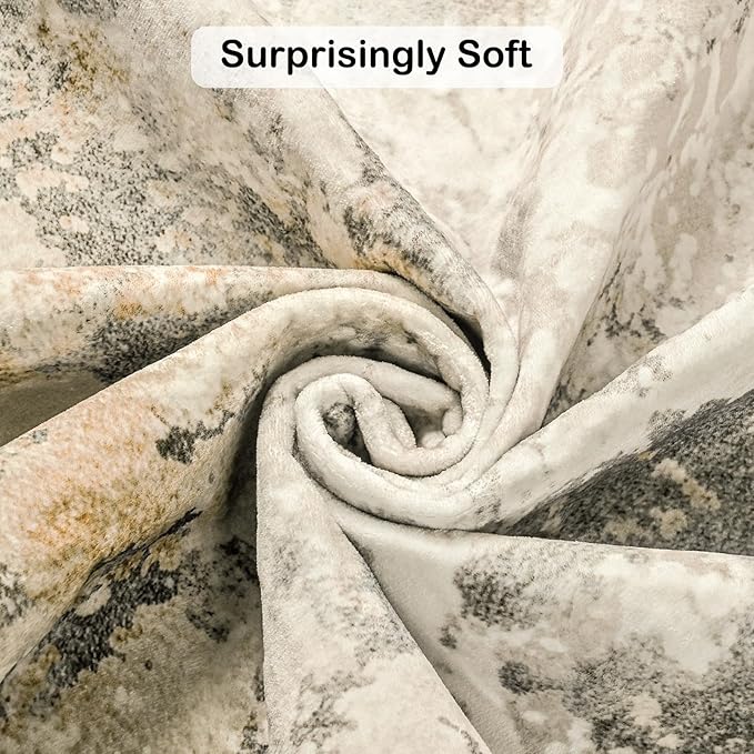 Kelarea Living Room Rug, Modern Abstract Washable Rugs Non Slip Faux Wool Vintage Rug, Non-Shedding Carpet for Living Room, Bedroom, Dining Room, Kids Playroom (Beige, 5' x 7' (Rectangular))