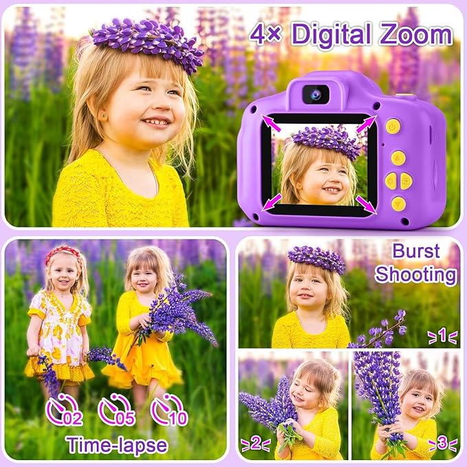 GKTZ Toys for Girls Age 3-8, Kids Camera Digital Video Toddler Camera Children Camcorder Birthday Gifts for 3 4 5 6 7 8 Year Old Girls with 32GB SD Card