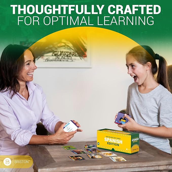 Spanish Vocabulary Flash Cards – 600 Full Color Cards [Updated 2025 Edition] Educational Language Learning Resource - Memory & Sight Words – Game Like Play - Kids, Grade School, Classroom, Homeschool