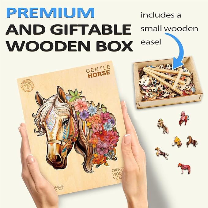 Wooden Puzzles for Adults, Horse Building Set Wooden, Irregular Wooden Puzzles Adult, Difficult Puzzle Gifts for Puzzle Lover, (XL-17.3 * 15.6in - 450pcs)