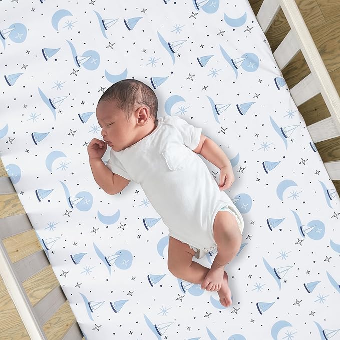 Lambs & Ivy Little Skipper 3-Piece Sailboat Nautical Nursery Crib Bedding Set