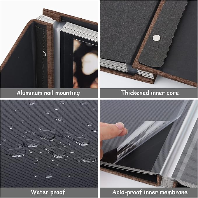 Zesthouse Photo Album Self Adhesive Pages, 60 Pages Magnetic Scrapbook Albums with Sticky Page,Photos Album Holds 8x10 & 5X7 & 4x6 & 6x8 & 3x5, Large Picture Book Ideal for Family,Wedding,Baby