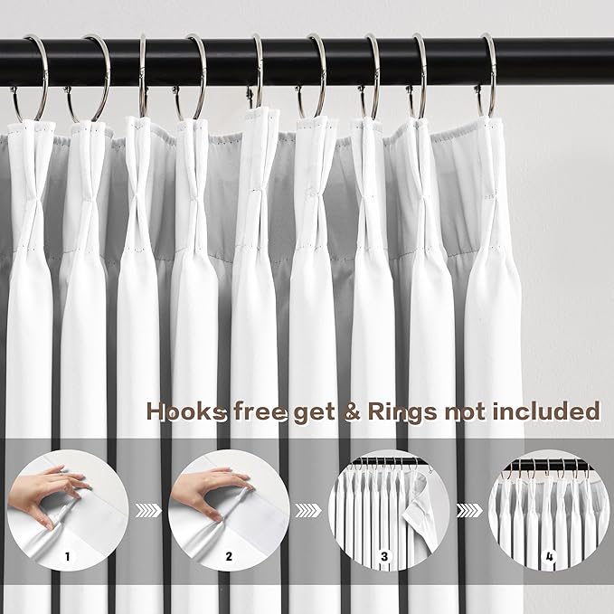 KEQIAOSUOCAI Extra Long Pleated Curtains 108 Inches Long 9 ft Length, Luxury Pinch Pleats Drapes for Sliding Door, Window Curtain Panels Sweep to Floor for Villa 40x108,Set of 2