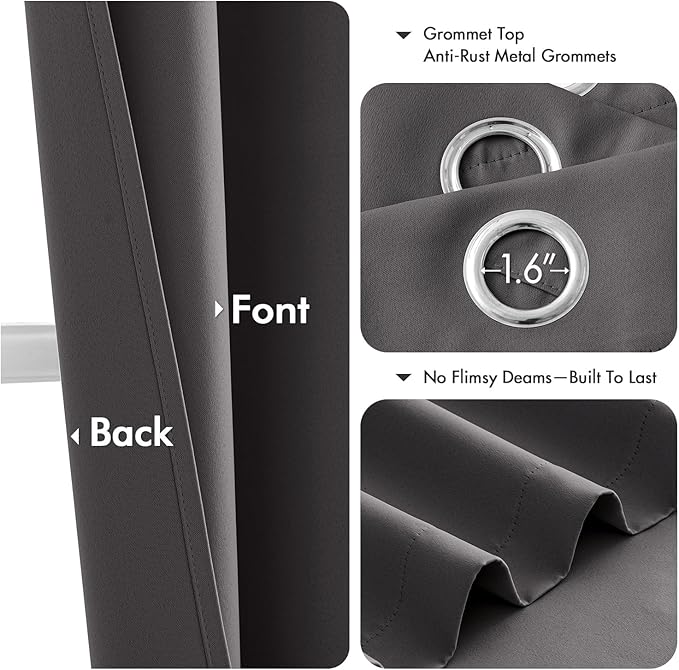 MIULEE Short Curtains for Windows - Grey Blackout Half Window Curtains Thermal Insulated Privacy Drapes for Kitchen Bedroom Bathroom Grommet Top Small Basement Tiers W40 x L36 Inch 2 Panels