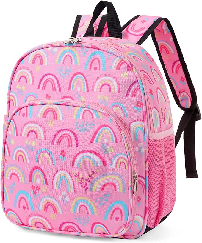 CLUCI Kids Backpack for Girls Toddler Backpack for Preschool Kindergarten Child Cute Daycare School Bookbag Travel Pink Rainbow