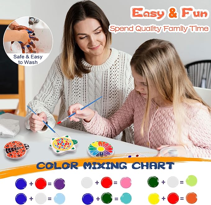 IFLOVE Paint Your Own Stepping Stones for Kids Craft Kits,Arts and Crafts for Kids Ages 4-8,5 Pack Painting Crafts for Girls Ages 8-12，Outdoor Toys Art Supplies Toddler Birthday Gift (Multicolored)