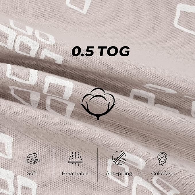 JELLYMONI Baby Sleep Sack 0-6 Months, 100% Cotton 3 Pack 0.5 TOG Baby Wearable Blanket Infant Sleep Sack with 2-Way Zipper Newborn Sleep Sacks