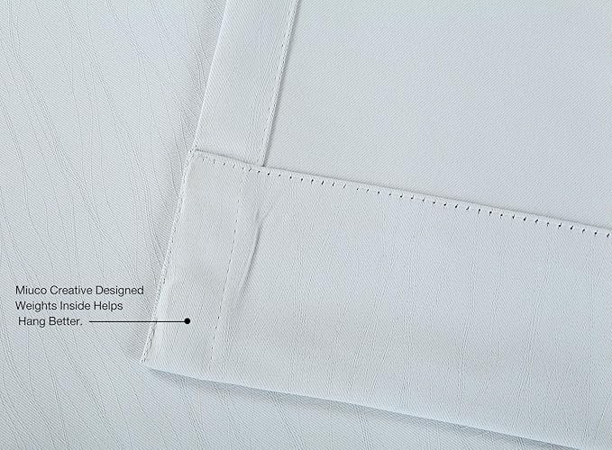 MIUCO Blackout Curtains Room Darkening Curtains Textured Grommet Window Curtains for Bedroom 2 Panels 52x63 Inch Long Greyish White